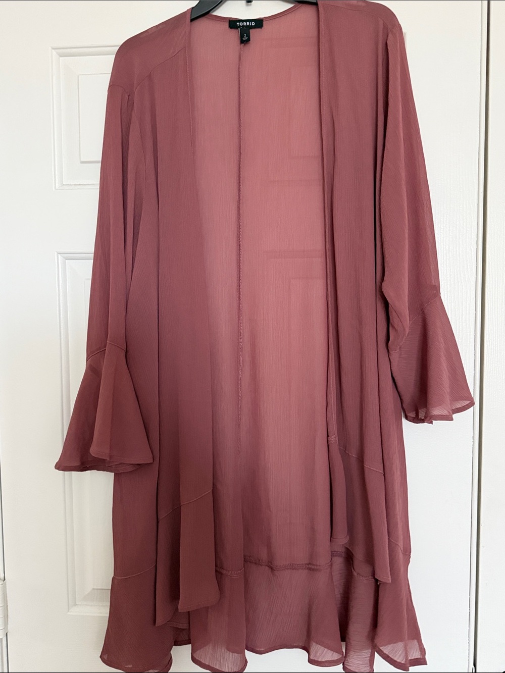 Torrid Dusty Rose Open-Front Chiffon Duster